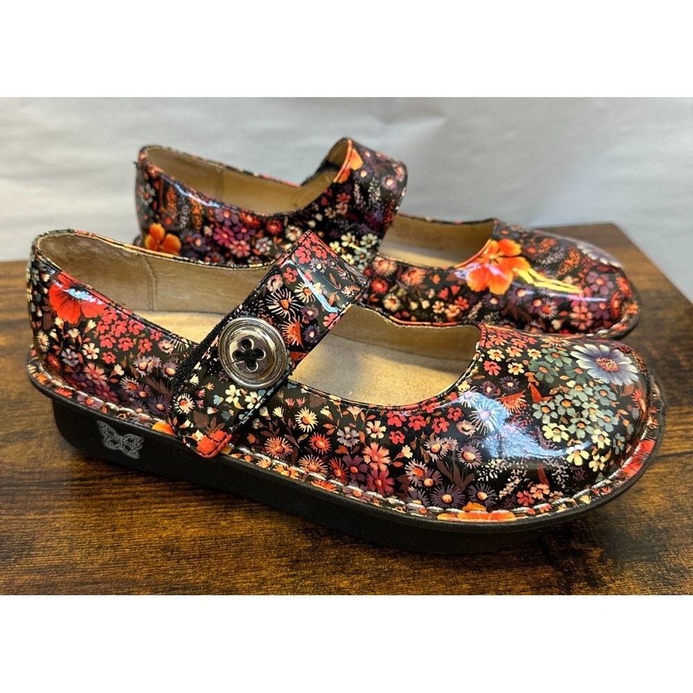 Alegria Floral Patent Leather Mary Jane Shoes Floral Platform Size 37 US 7 / 7.5 - Picture 5 of 11